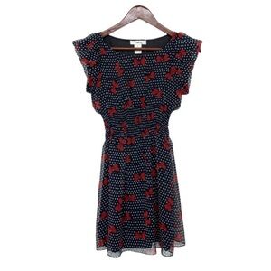 Pinky Twee Style Vintage Y2K Retro Bow Print Dress Black Red Size Small